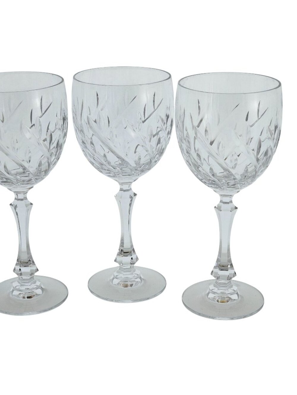 Towle Infatuation Wine Glasses 7.5" swirled plant leaves round bowl crystal